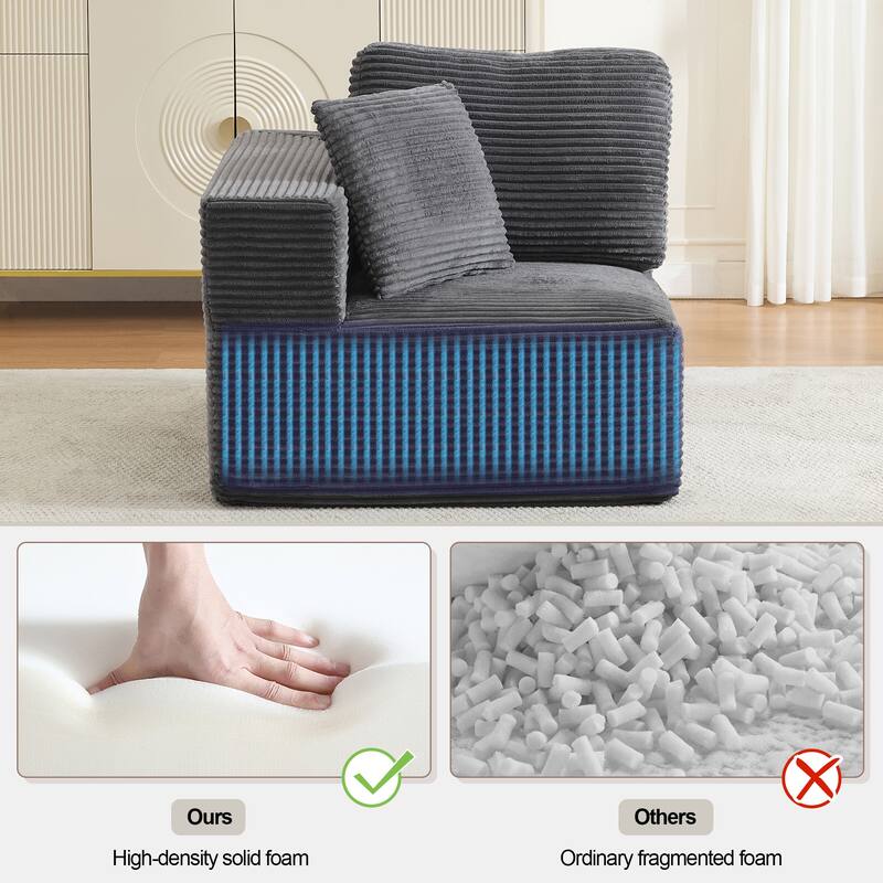 Couch Modular Sectional Sofa with Plush Corduroy No Assembly Required