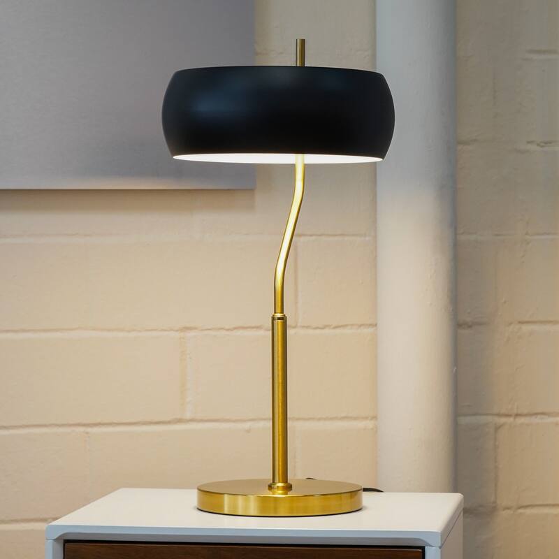 Wooden Table Lamp Dimmable Table Lamp Small Bedside Lamps for Living Room, Office - Black Outer - White Inner 110~120V