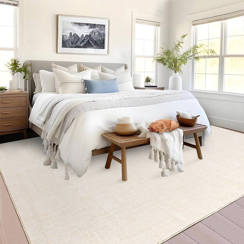 Washable Living Room Rugs Farmhouse Rug Modern Solid Carpet Soft Non Slip Area Rug