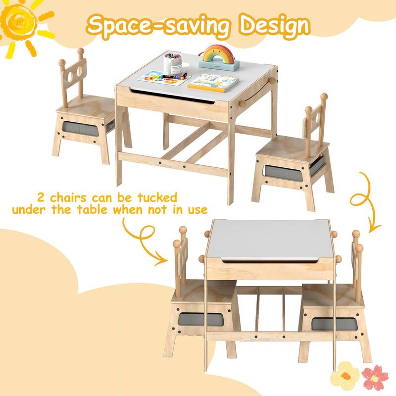 Costway Kids Table and Chairs Set 4 in 1 Children Activity Table with - See Details