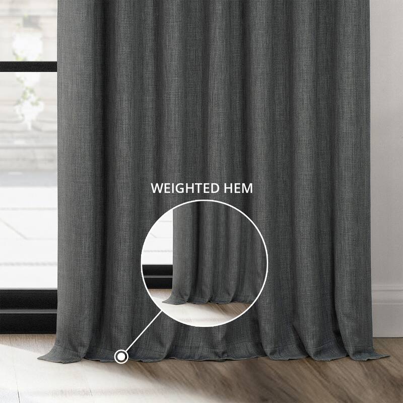 Exclusive Fabrics Textured Faux Linen Extra Wide Room Darkening Curtains for Bedroom & Living Room Curtains (1 Panel)