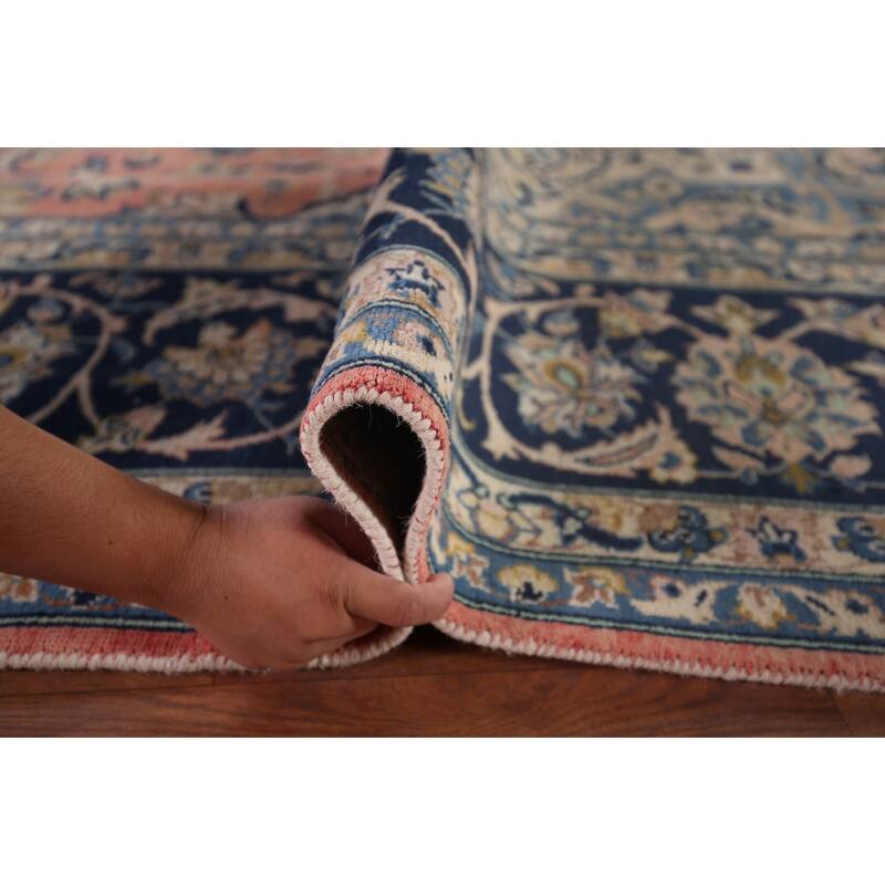 Traditional Pink Najafabad Persian Vintage Rug Handmade Wool Carpet - 9'6"x 13'0"