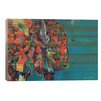 Staredown I Print On Wood by Lindsey Dahl - Multi-Color