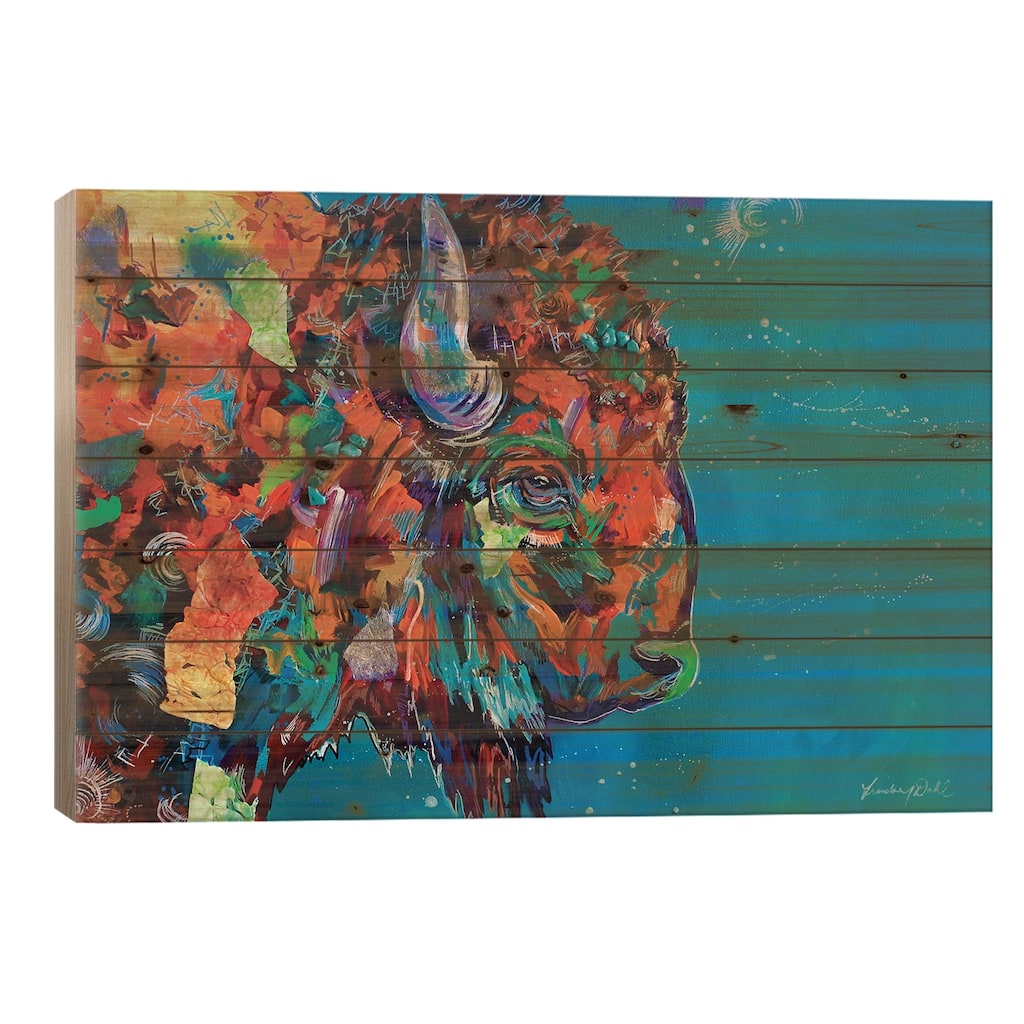 Staredown I Print On Wood by Lindsey Dahl - Multi-Color