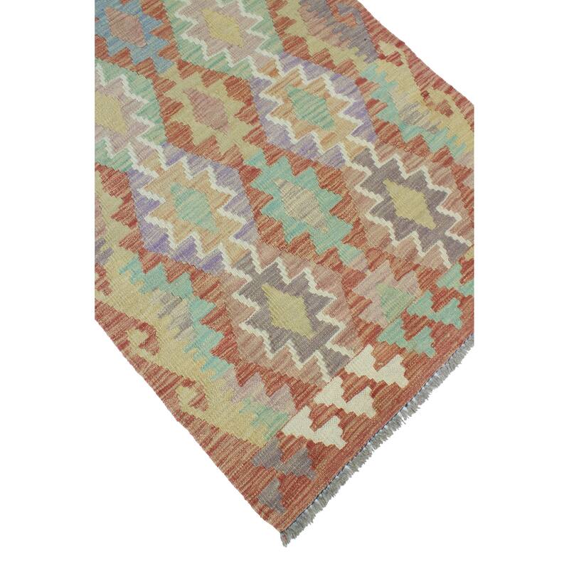 Sun Faded Flatweave Marisol Rust/Green Runner - 2'9" x 9'9"