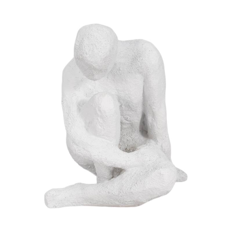 Sagebrook Home 7-Inch White Polyresin Contemplating Figure with Rough Texture - 5" x 5" x 7"