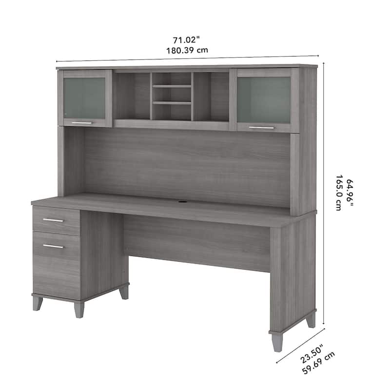 Bush Furniture Somerset 72W Office Desk with Hutch in Ash Gray