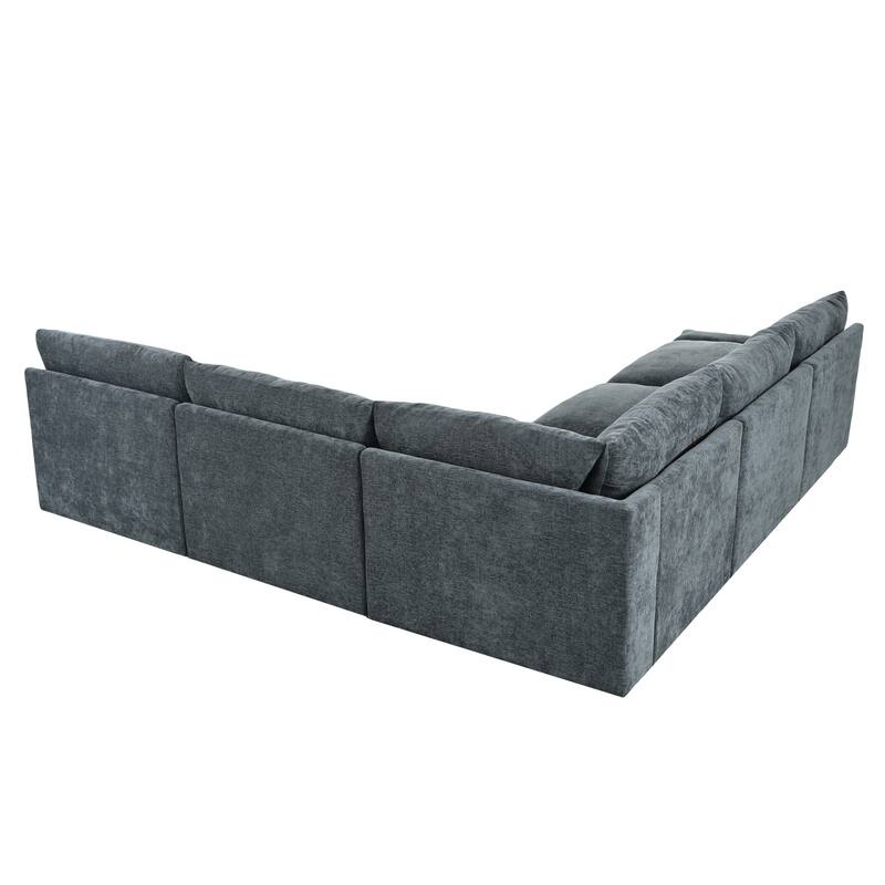 L-Shaped Modular Sectional Sofa, Comfy Upholstered 5 Seater Sofa, Corner Sofa with Hidden Storage Compartments