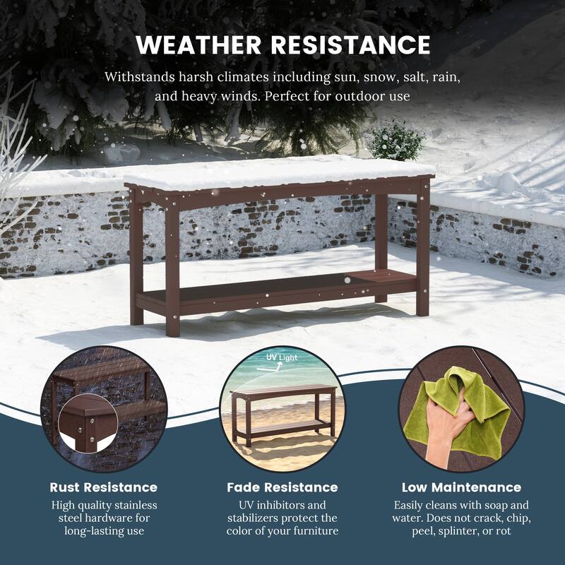 Laguna Hdpe All Weather Outdoor Patio Two Shelf Table