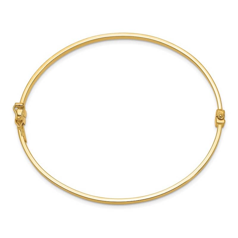 Curata 10k Yellow Gold 7" 3mm Flat Polished Hinged Bangle Bracelet for Women