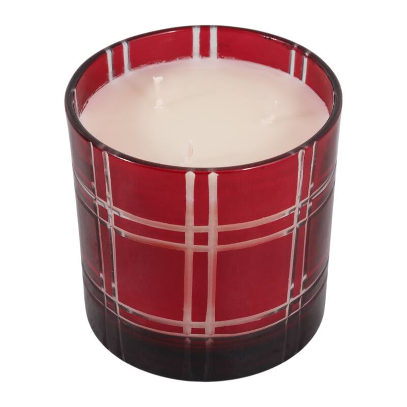 Decorative Glass Wax Warm Vanilla Scented Candle - 4", Red & White - 4.0"
