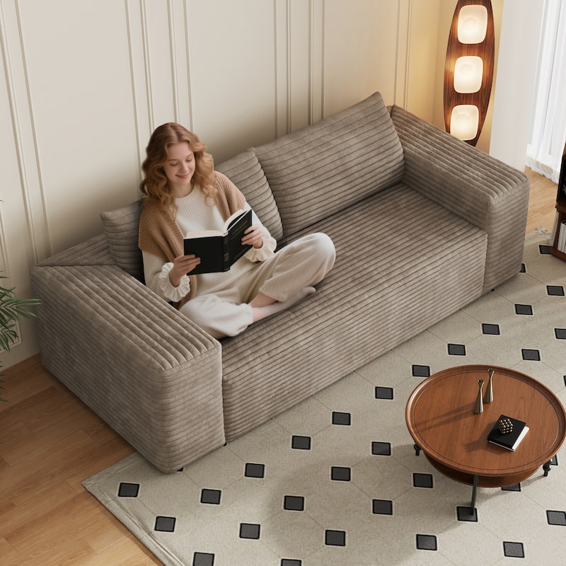 78.8" Corduroy Loveseat Sofa - Deep Seat, No Assembly Required, for Living Room, Bedroom, Apartment