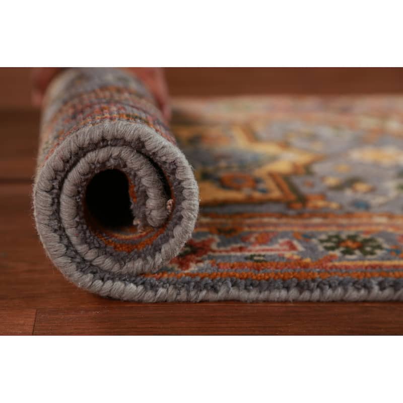 Hand Knotted Oriental 100% Wool Carpet Traditional Medallion Greys & Charcoal Heriz (serapi) Area Rug - 3' 0'' X 2' 0''