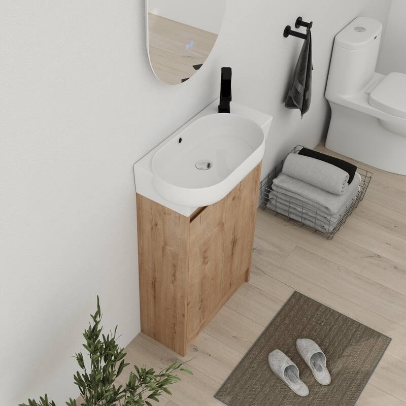 Bathroom Vanity With Sink In 16/18/23 Inch, Floating/Freestanding Bathroom Vanity With Soft Close Door