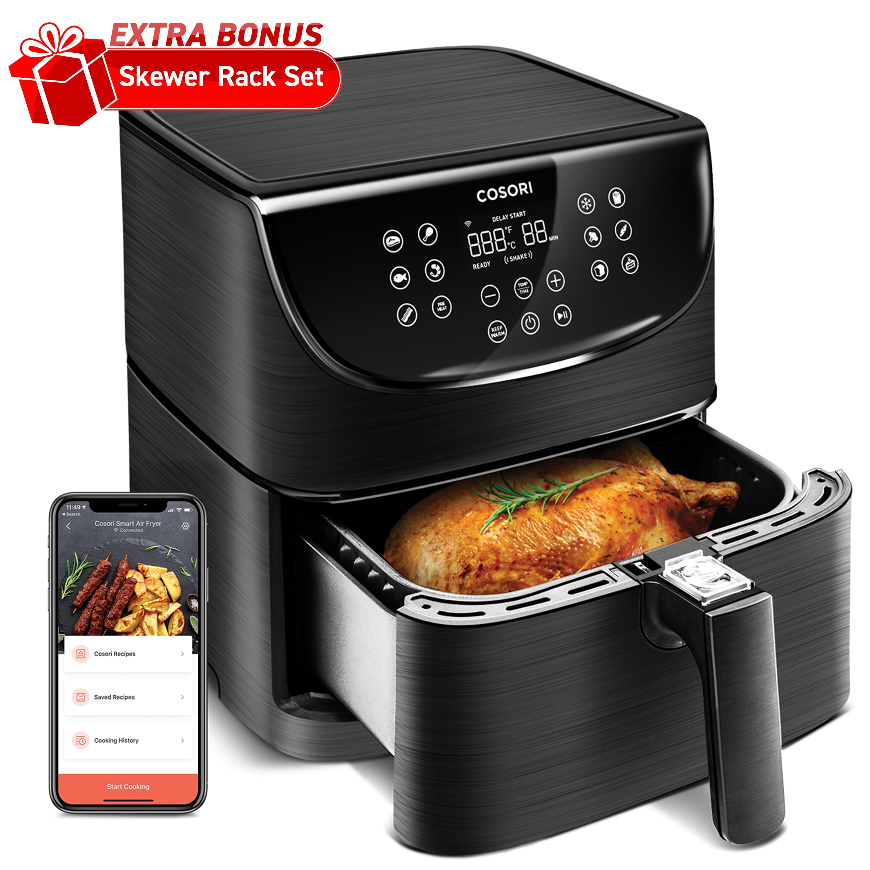 COSORI Air Fryer 5.8QT Pro Gen Smart 11-in-1 Toaster Oven, 100 Recipes  Cookbook, 200+ Online Recipes, APP and Touch Screen Control, Works with  Alexa & Google Assistant, Dishwasher-Safe Square Basket : 