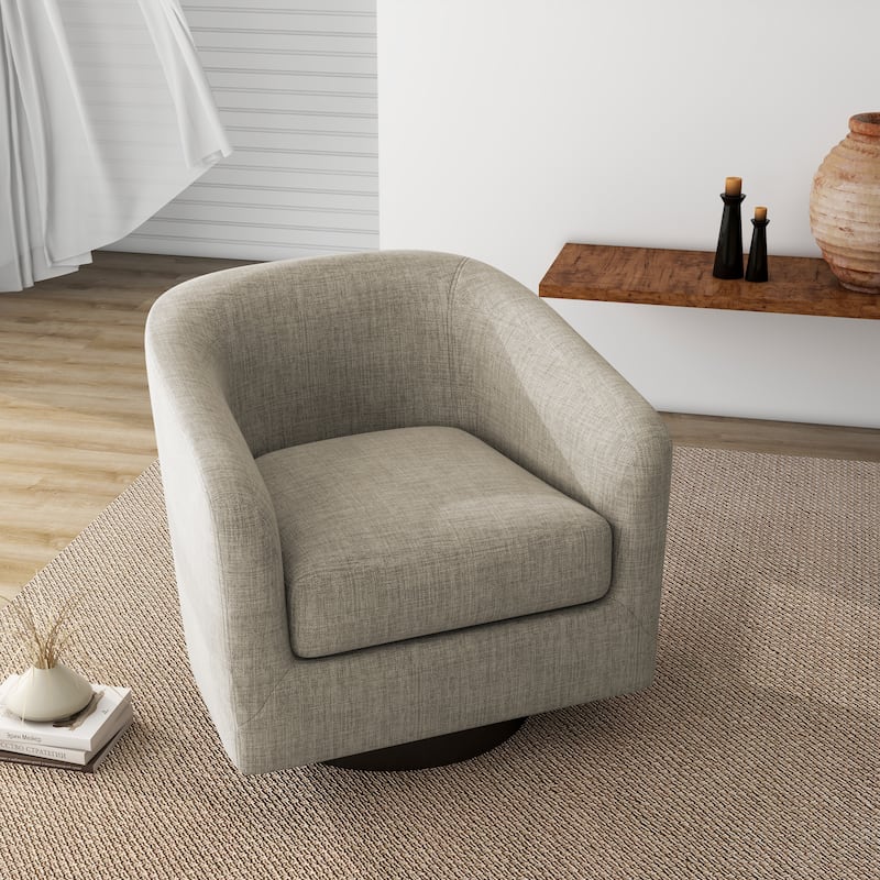 Round Barrel Armchair 360-Degree Swivel Accent Chairs