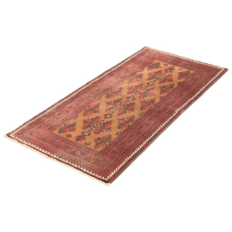 ECARPETGALLERY Hand-knotted Baluch Light Brown Wool Rug - 3'3 x 6'3
