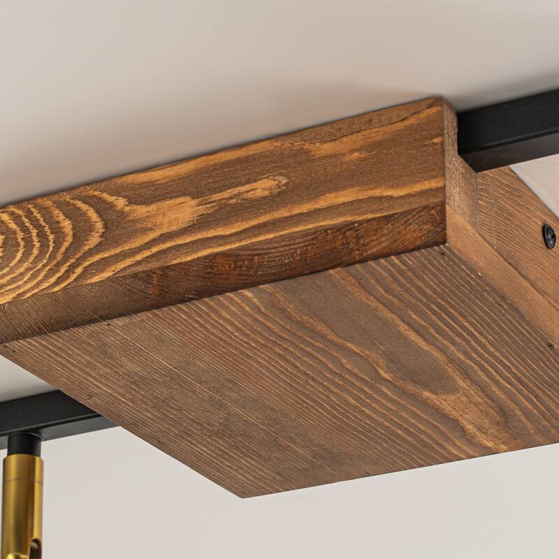 6 Light Farmhouse Rectangle Flush Mount Ceiling Fixture Track Light with Rotating Head - Gold