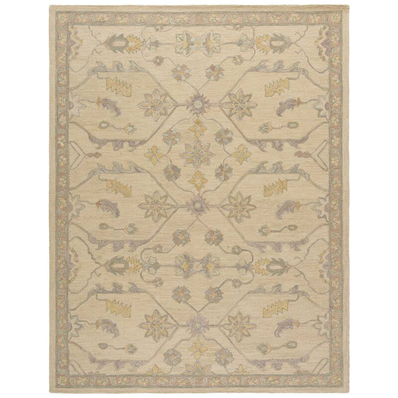 SAFAVIEH Handmade Blossom Eefke Modern Floral Wool Rug - 9' x 12' - Beige/Purple