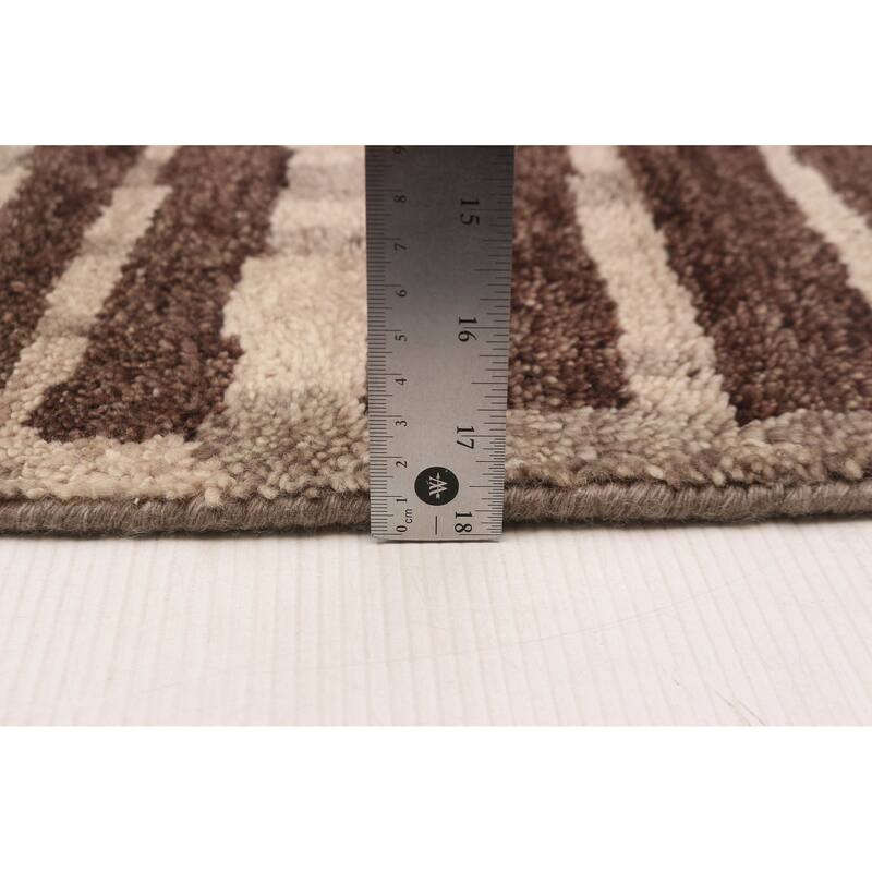 ECARPETGALLERY Hand-knotted Tangier Dark Brown Wool Rug - 5'0 x 7'10