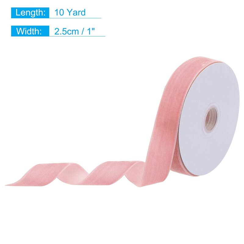 Velvet Ribbon Single Face Spool Silky for Gift Wrapping Bow Decoration - Light Pink - 1 Inch x 10 Yard