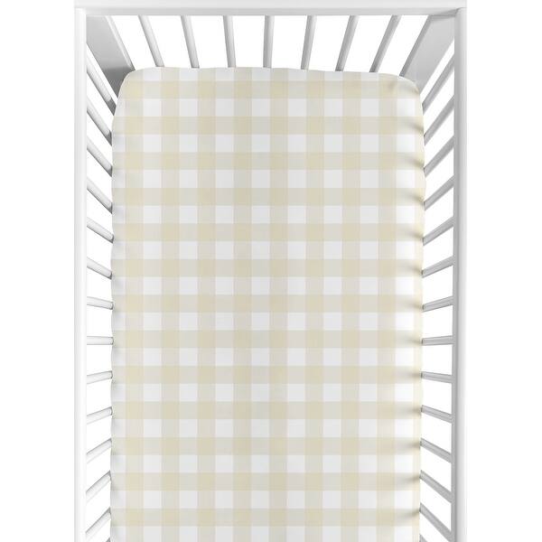 slide 2 of 6, Sweet Jojo Designs Beige and White Buffalo Plaid Check Woodland Camo Collection Fitted Crib Sheet