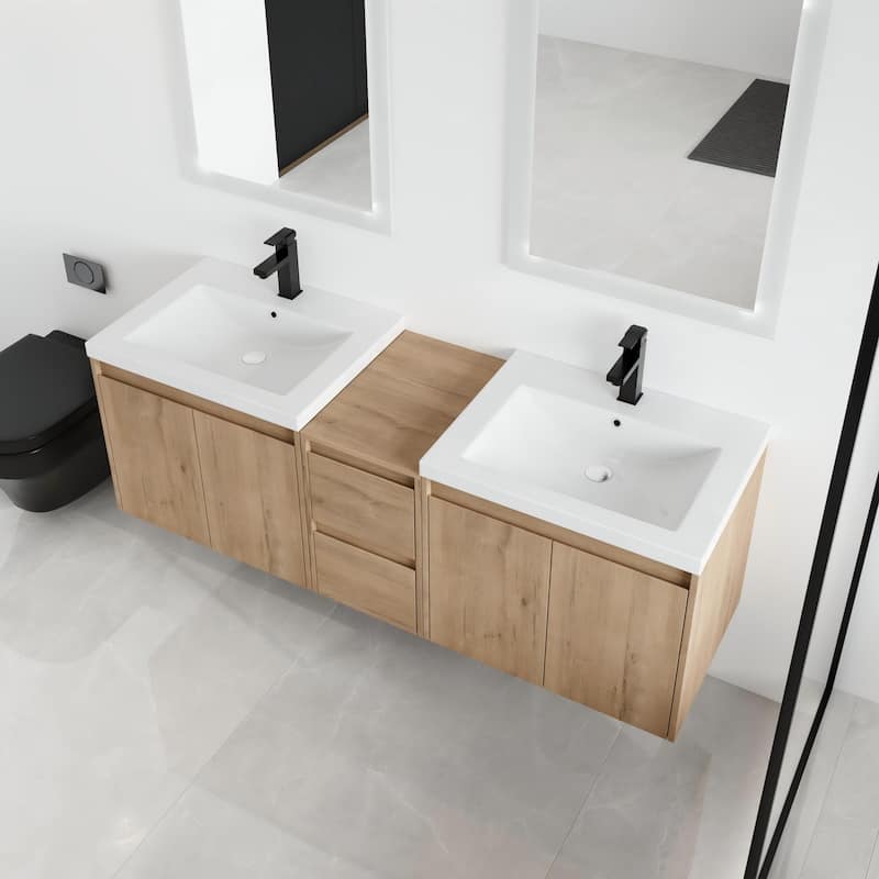 Malwee 36"/48"/60" Floating Bathroom Vanity,Wall Mounted Bathroom Vanity with Sink,Soft Close Door and Drawer