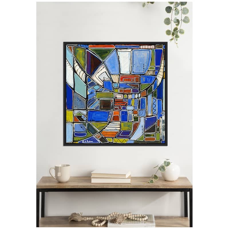 Kate and Laurel Sylvie Retro Current Framed Canvas by Leah Nadeau