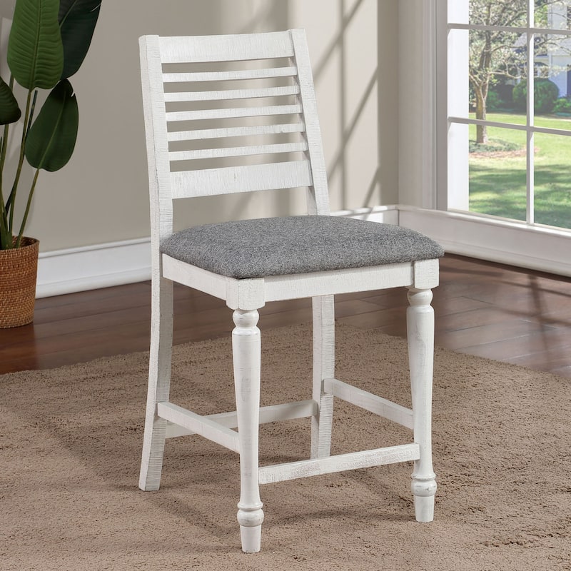 Ionessa Farmhouse Antique White Wood Counter Height Chair by Furniture of America (Set of 2)