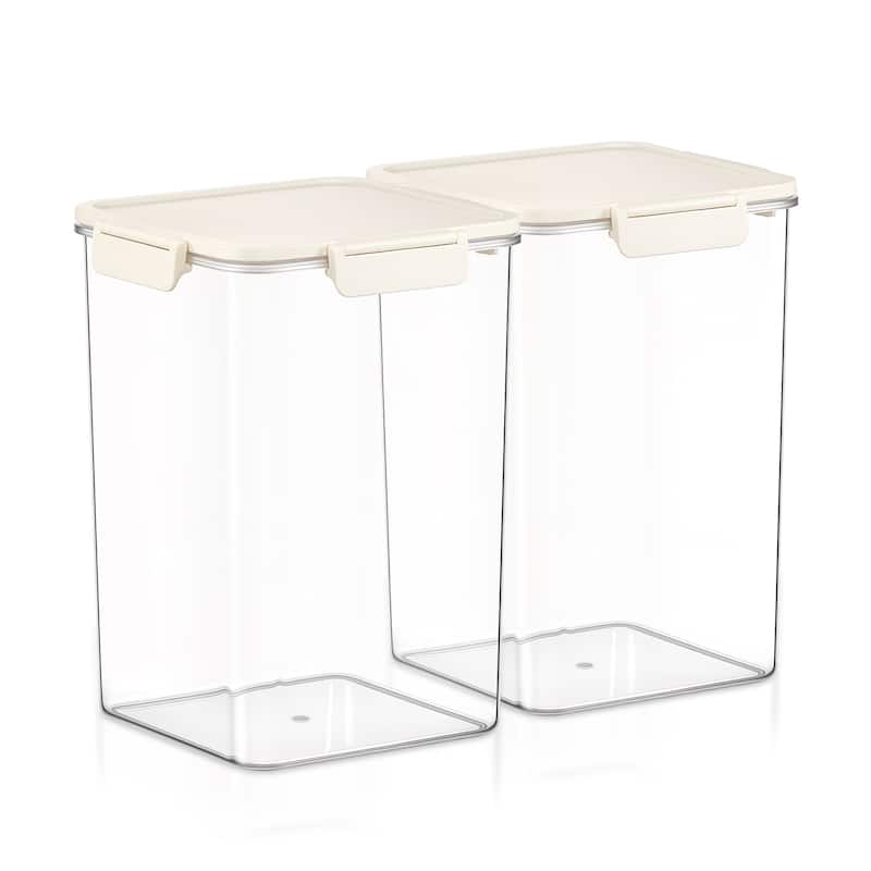 Sorbus Airtight Food Storage Container, Clear Stackable Canister for Pantry, Rice, Pasta, Cereal & Snacks - Tall Square - 2 Piece