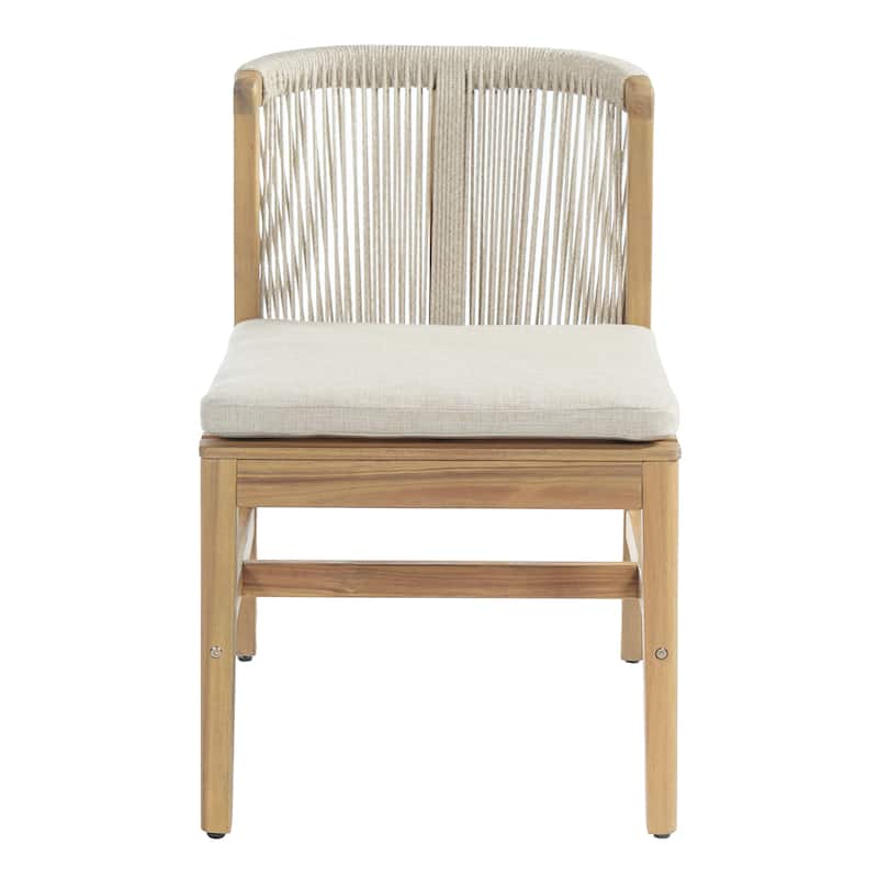 Christopher Knight Home - Solterra Farmhouse Wood & Rope Woven 9-Piece Outdoor Dining Set with Slat Table