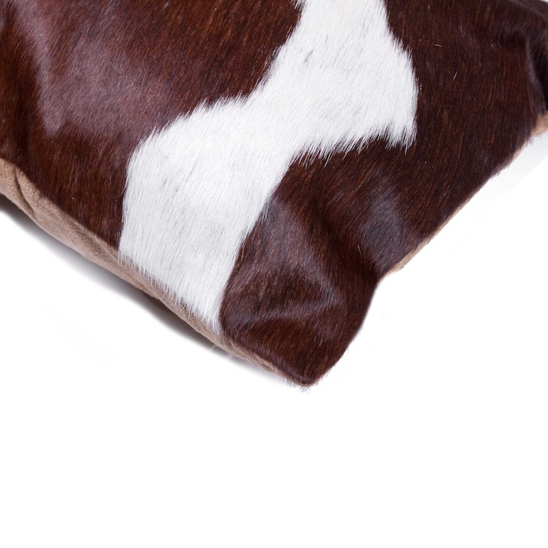 12" x 20" x 5" Salt And Pepper Chocolate And White Cowhide Pillow 2 Pack