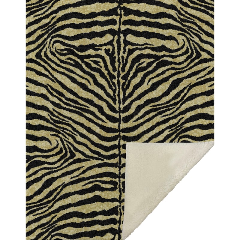 Premium Machine Washable ASB42 Tiger Print Sherpa Throw Blanket