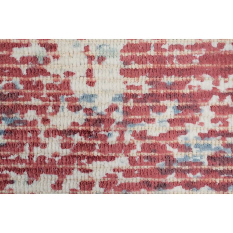 Hand Knotted Oriental Viscose Silk Carpet Modern All-Over Oranges & Rust Abstract Area Rug - 4' 0'' X 2' 0''