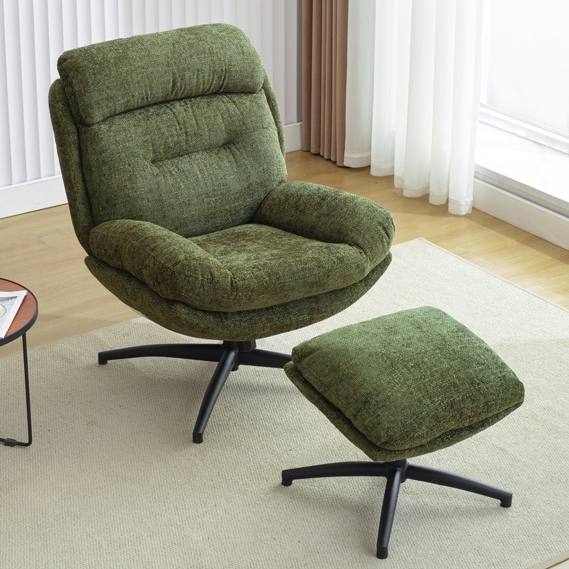 Swivel Accent Chair with Ottoman Rocker Chairs Ottoman Set Rocking Glider Lounge Reading Chair Footrest for Living Room Green
