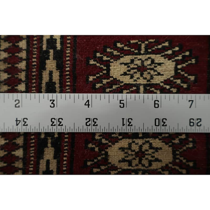 Hand Knotted Oriental 100% Wool Carpet Traditional Geometric Red Bokhara Area Rug - 5' 8'' X 4' 1''