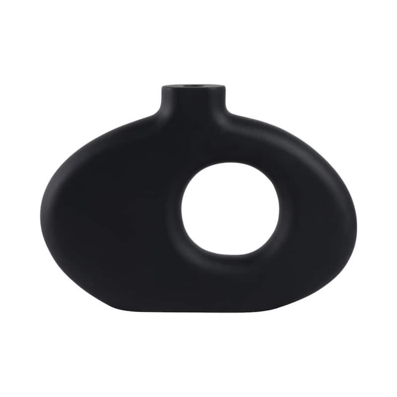 Modern Cut Out Wood Table Vase - Decorative Tall Table Vase