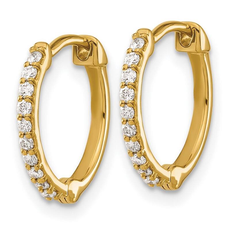Curata 14k Diamond Hinged Hoop Earrings - 13x12mm Wide 2mm Thick