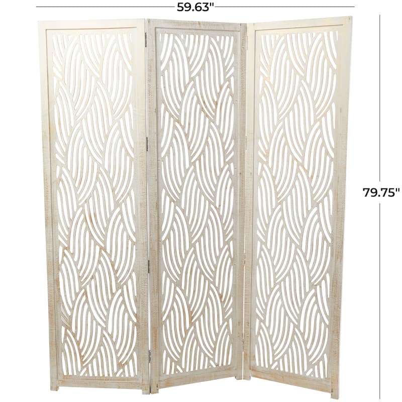 Wooden 3 Panel Room Divider Screen - Black or White - Roche River Decor