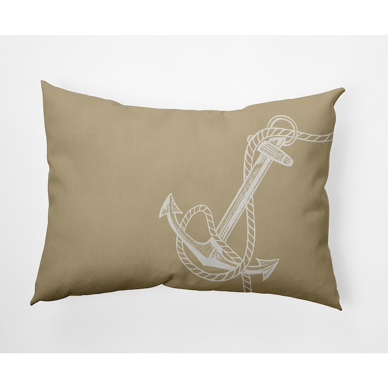 Anchored Nautical Decorative Indoor Pillow - Taupe - 14" x 20"