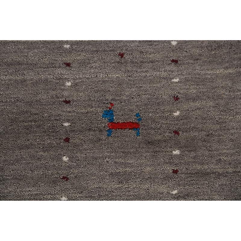 Tribal Gabbeh Oriental Area Rug Handmade Grey Modern Wool Carpet - 5'8" x 7'10"