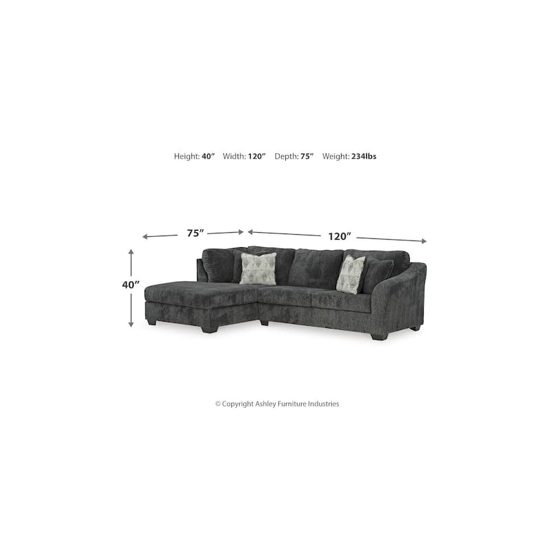 Signature Design by Ashley Biddeford Gray 2-Piece Sectional with Chaise - 120"W x 75"D x 40"H