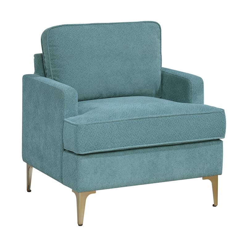 Grove 28.5" Chenille Accent Chair - Brushed Gold Finish Metal Legs - Peacock