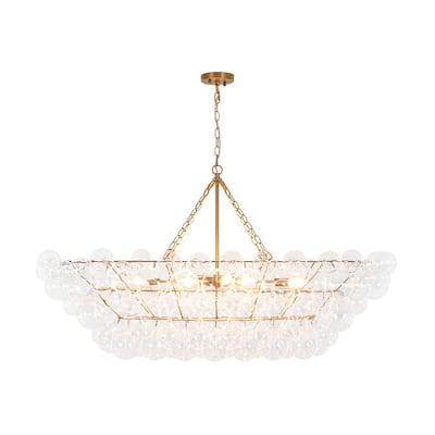Modern Cluster Glass Globe 8-Light Bubble Island Chandelier 51.2in - Brass