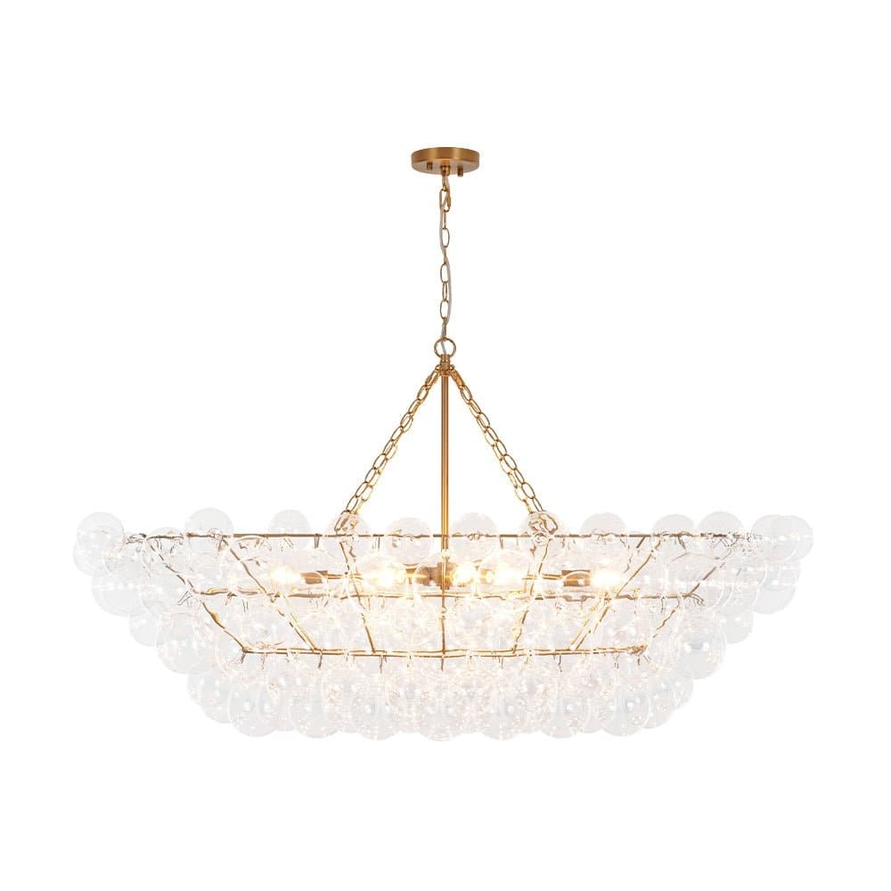 Modern Cluster Glass Globe 8-Light Bubble Island Chandelier 51.2in - Brass