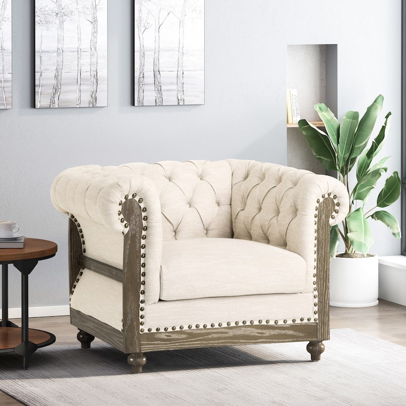 39" Upholstered Button Tufted Club Chair