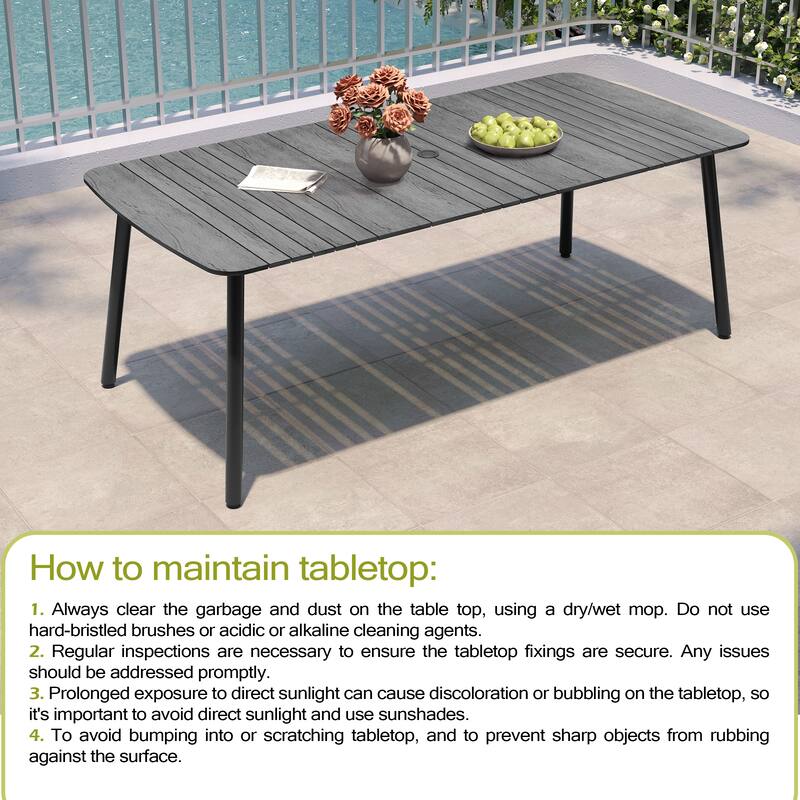 Pellebant Patio Dining Table Rectangular Aluminum Outdoor Table