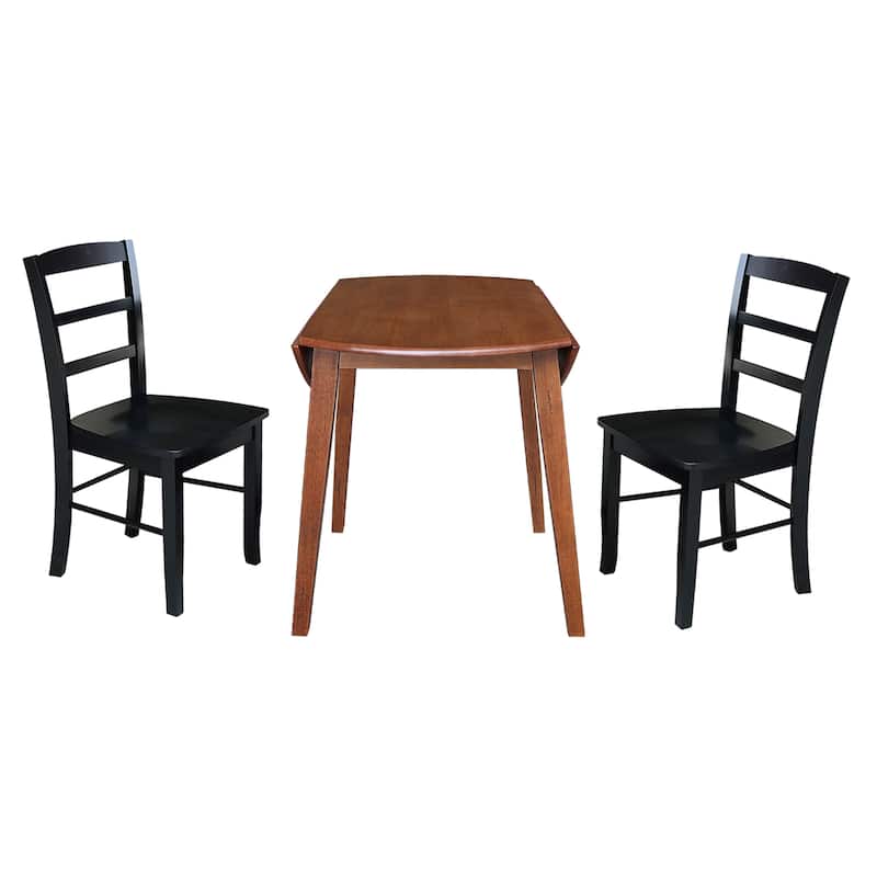 42" Round Dual Drop Leaf Table with Dining Chairs - Distressed Oak/Black
