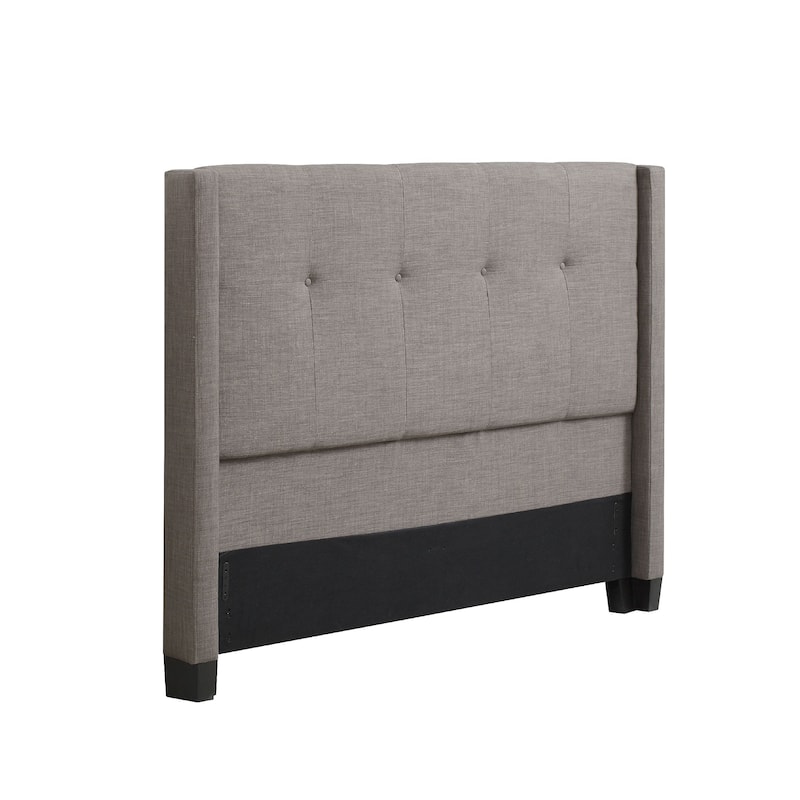 Adams Queen Size Headboard, Adjustable Metal Legs, Tufted Linen, Grey
