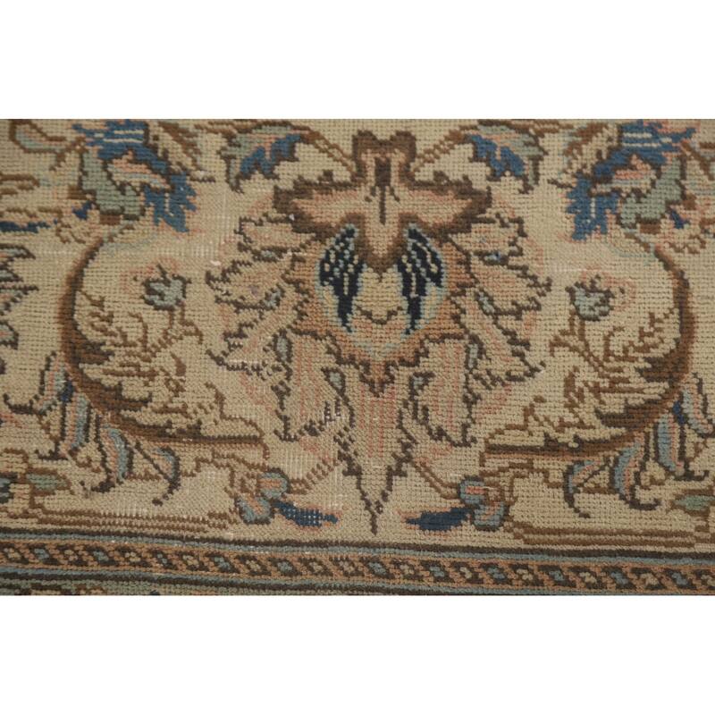 Hand Knotted Oriental 100% Wool Carpet Traditional All-Over Coral Tabriz Area Rug - 12' 6'' X 9' 2''
